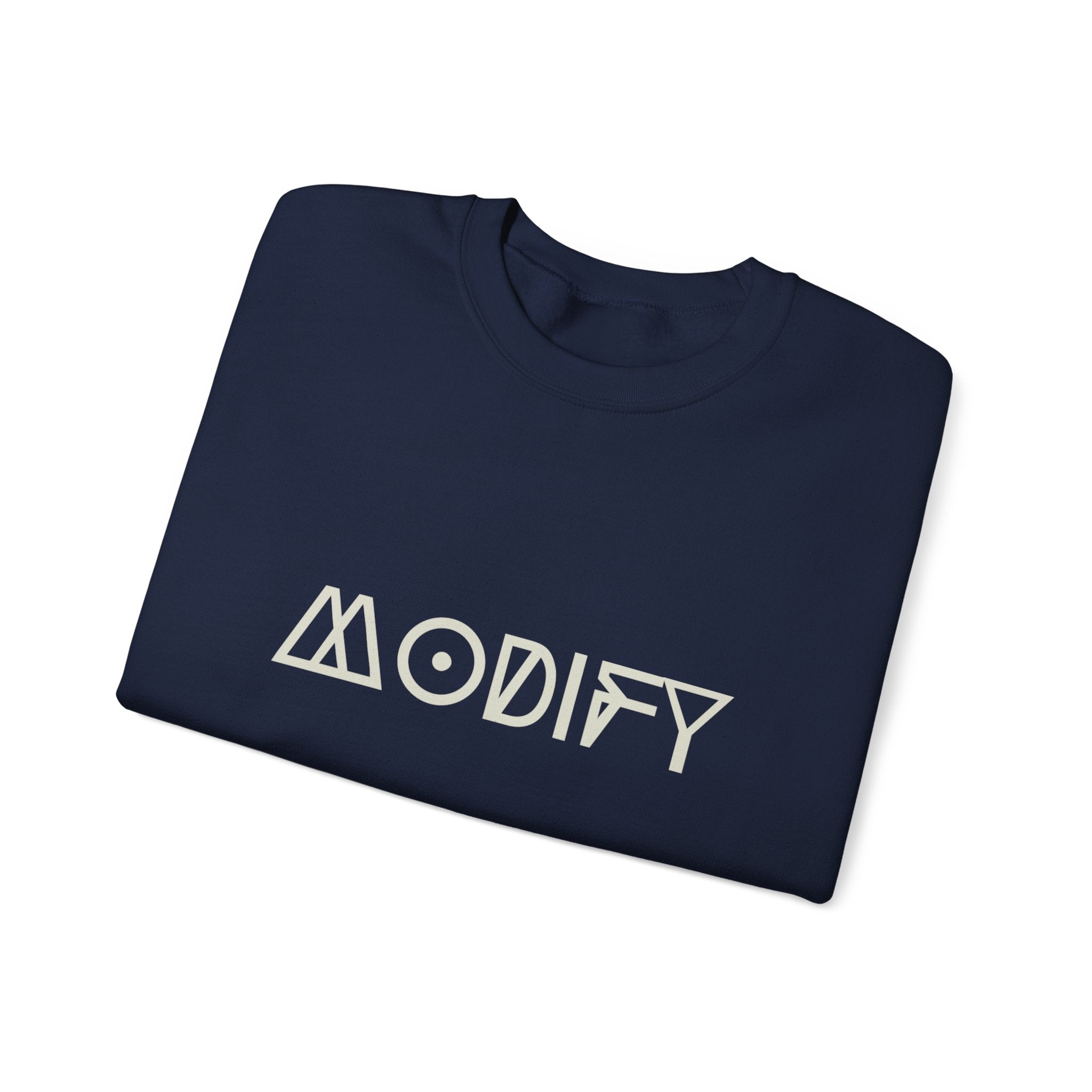 Modify Crewneck Sweatshirt — Minimalist Geometric 'MODIFY' Logo Pullover