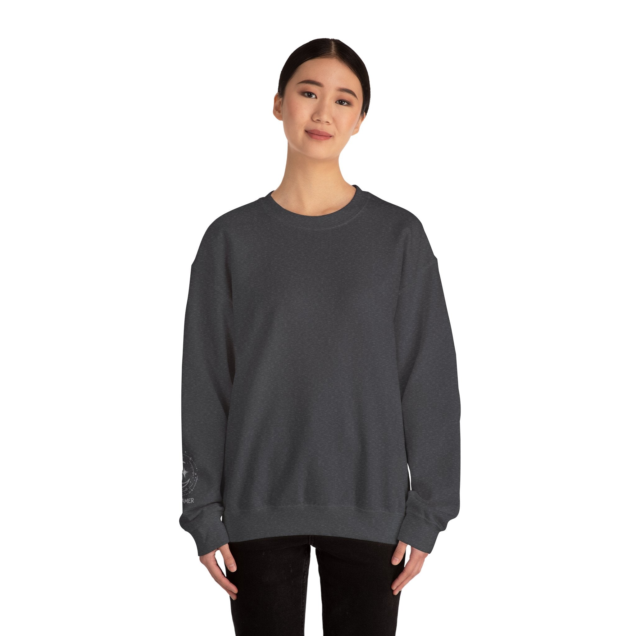 Crewneck Sweatshirt — Minimal Astro Sleeve Graphic