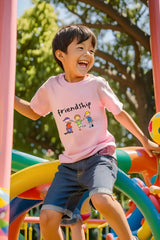 Boys Light Baby Pink Round Neck Half Sleeve Dosti T-shirt