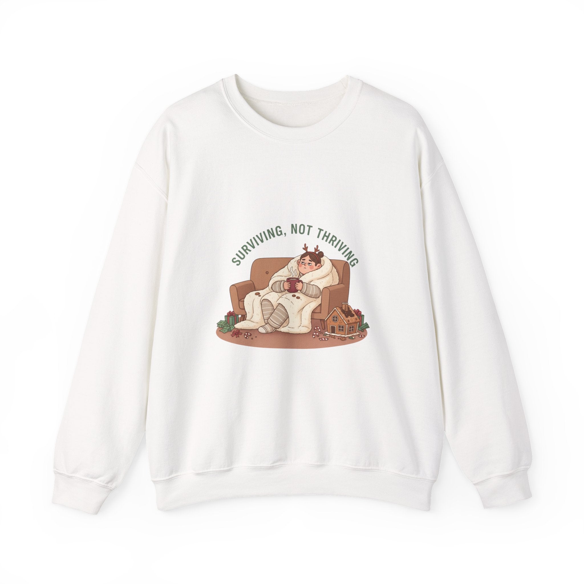 Surviving Not Thriving sweatshirt | Holiday Burnout, festive but tired