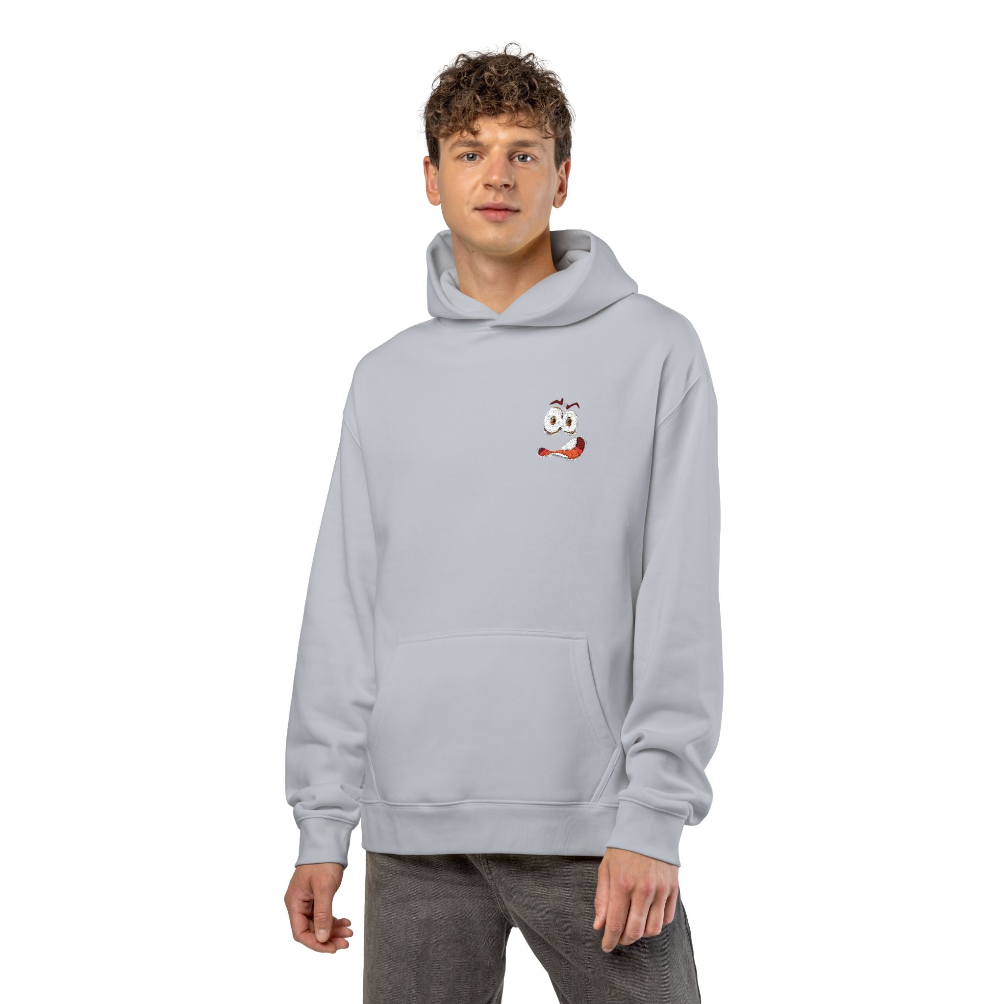 Relaxed Hoodie — Cute Cartoon Sushi Roll Pocket Logo Hoodie
