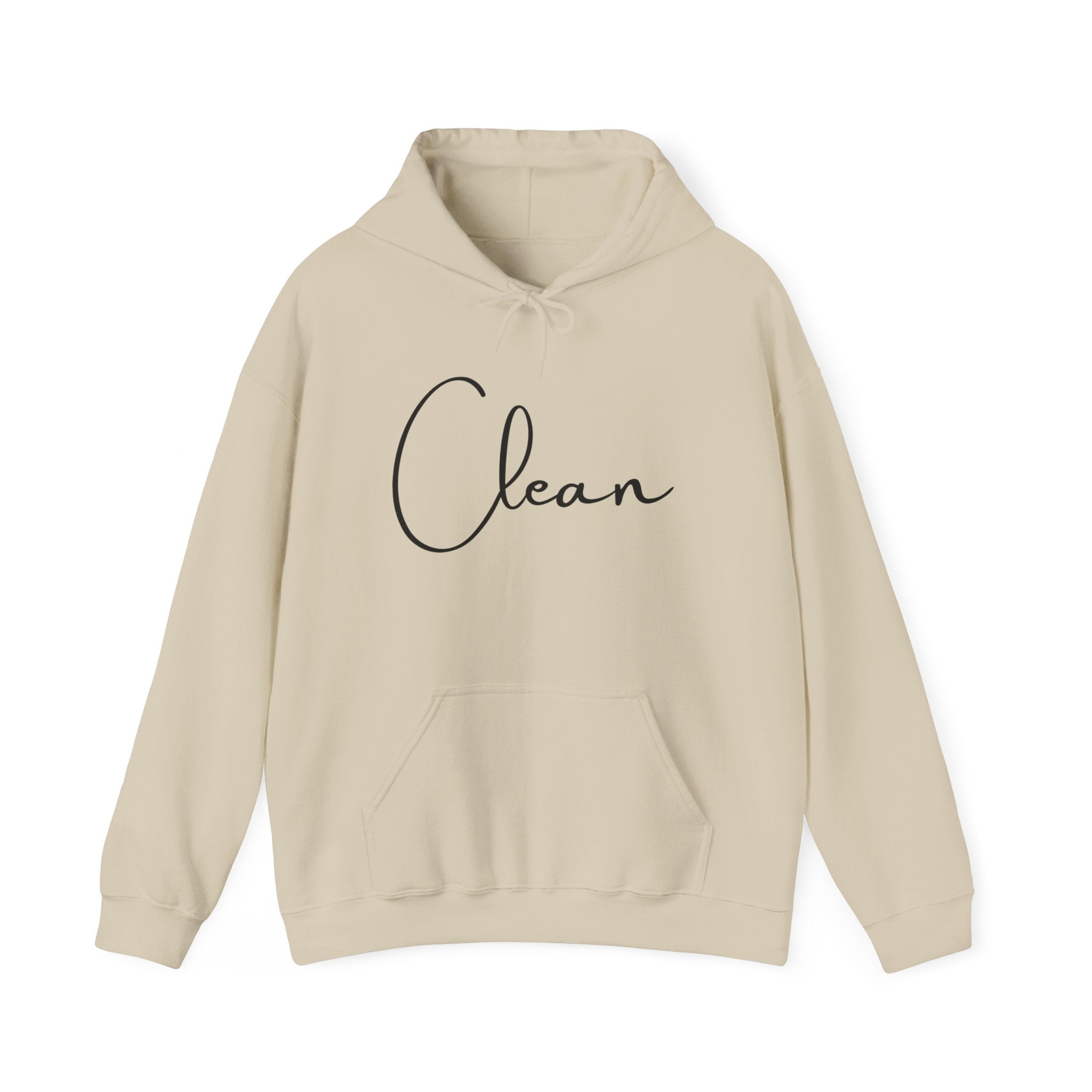 Clean Script Hoodie — Minimalist White Hooded Sweatshirt