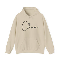 Clean Script Hoodie — Minimalist White Hooded Sweatshirt