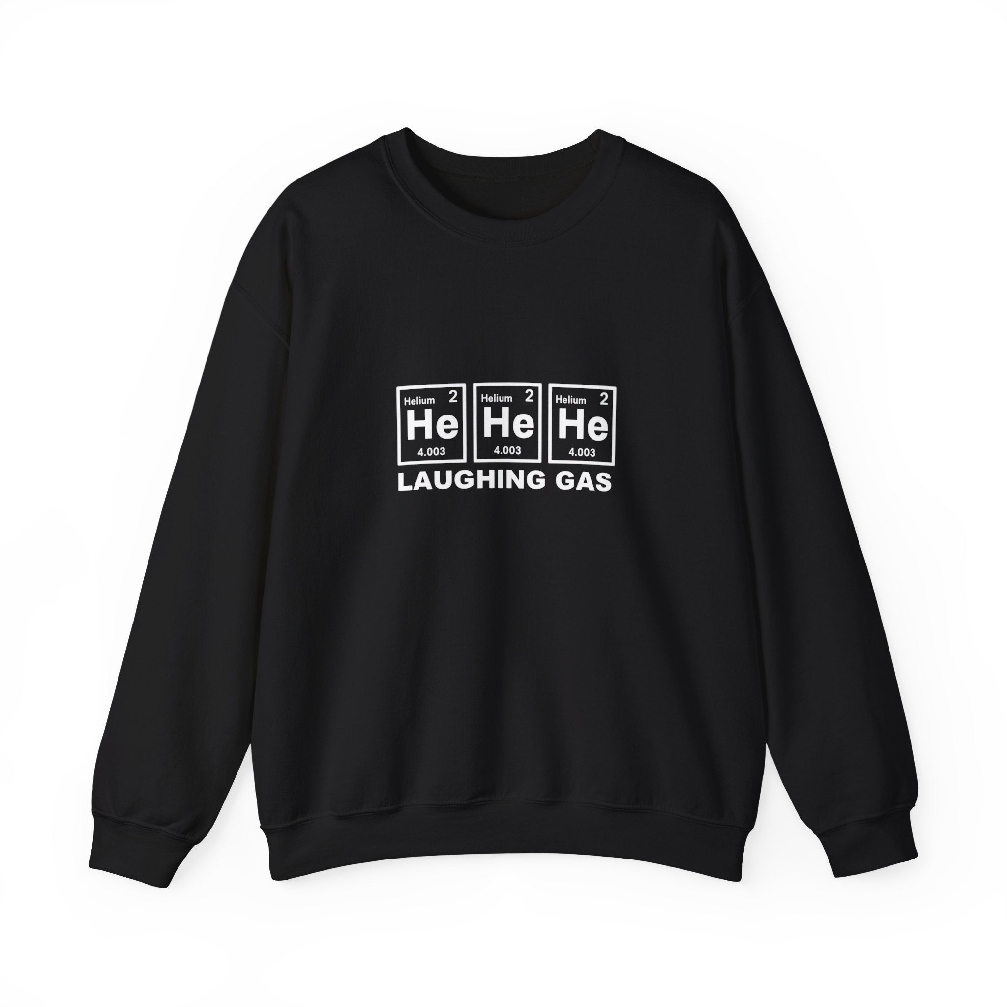 Laughing Gas Crewneck Sweatshirt — He He He Chemical Element Design