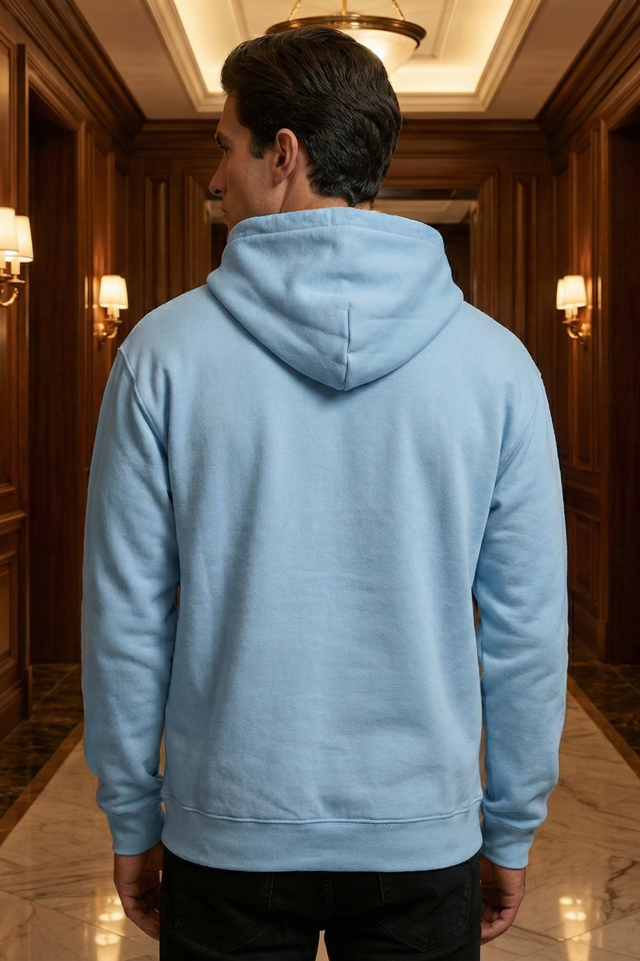 Unisex Baby Blue Cozy Holiday Greetings Graphic Hoodie