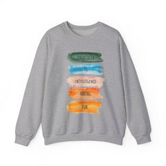 Crewneck Sweatshirt — "Creativity is Intelligence Having Fun" Watercolor Stripes