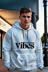 Men's Wanderlust Vibes White Oversized Hooded Sweatshirt