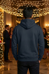 Unisex Navy Blue Cozy Holiday Greetings Graphic Hoodie