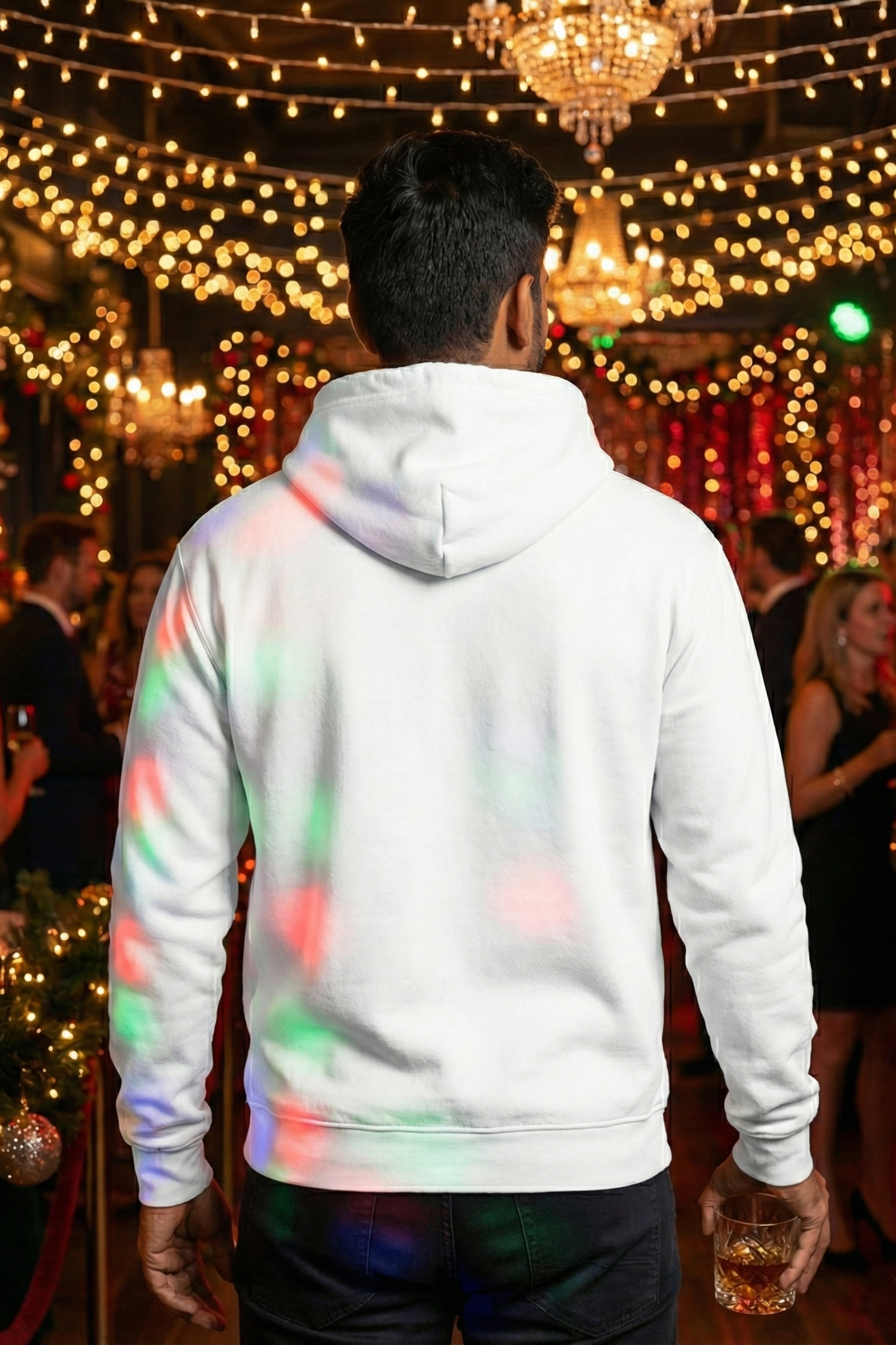 Unisex White Cozy Holiday Greetings Graphic Hoodie