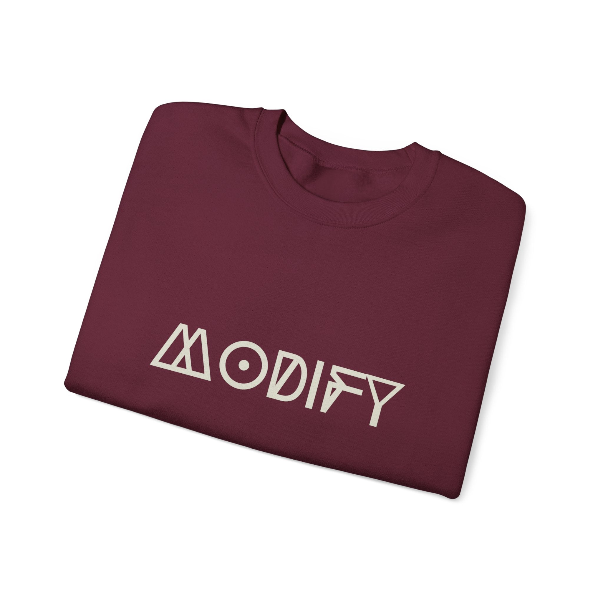 Modify Crewneck Sweatshirt — Minimalist Geometric 'MODIFY' Logo Pullover