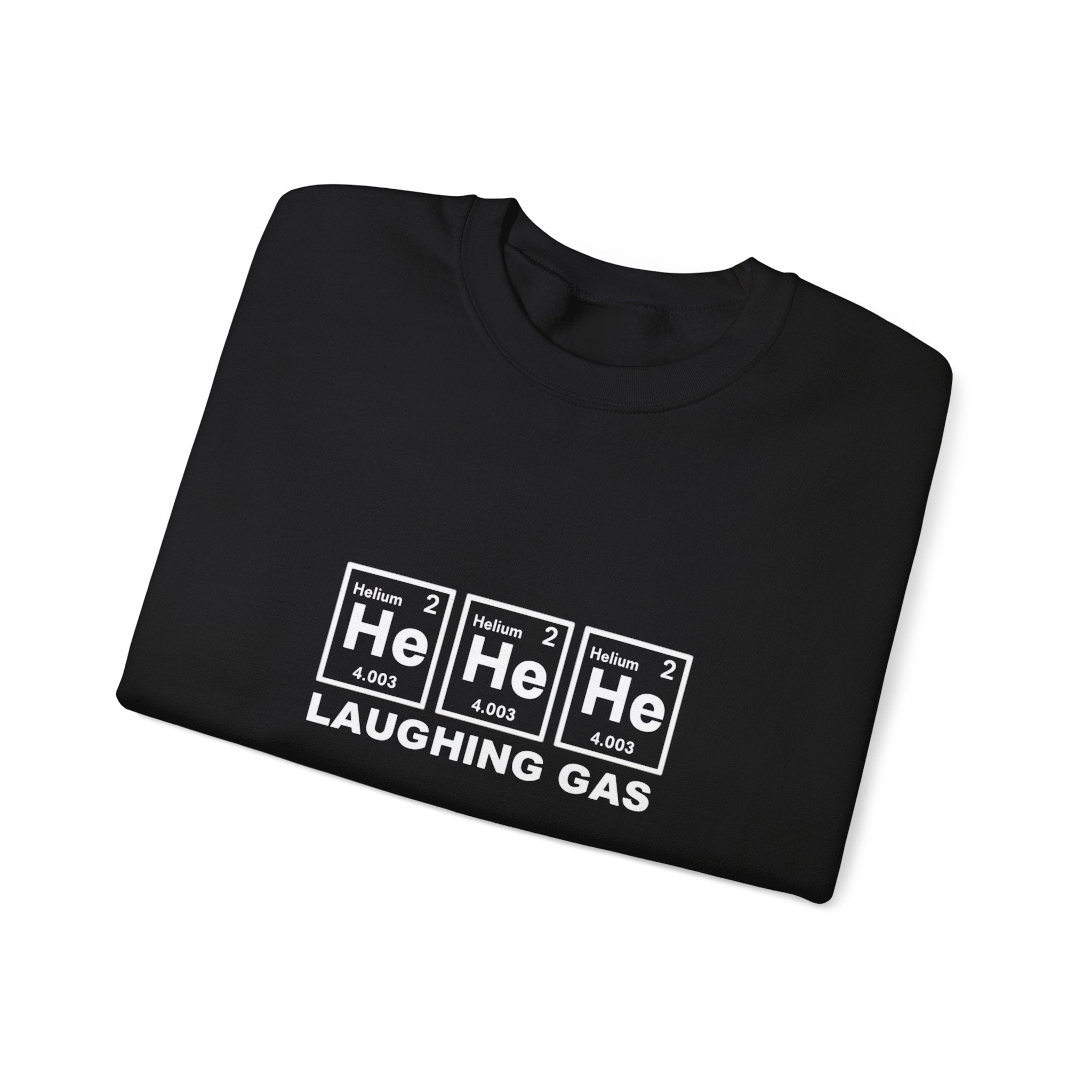 Laughing Gas Crewneck Sweatshirt — He He He Chemical Element Design