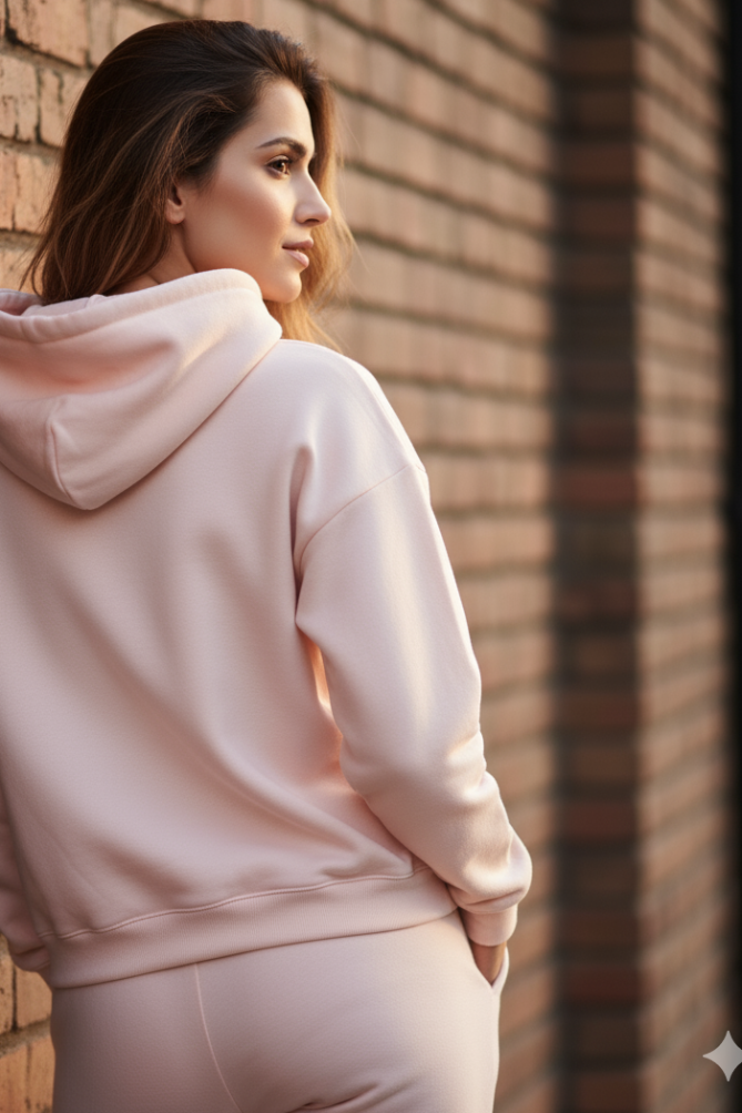 Women's Drapelet Baby Pink Crop Hoodie