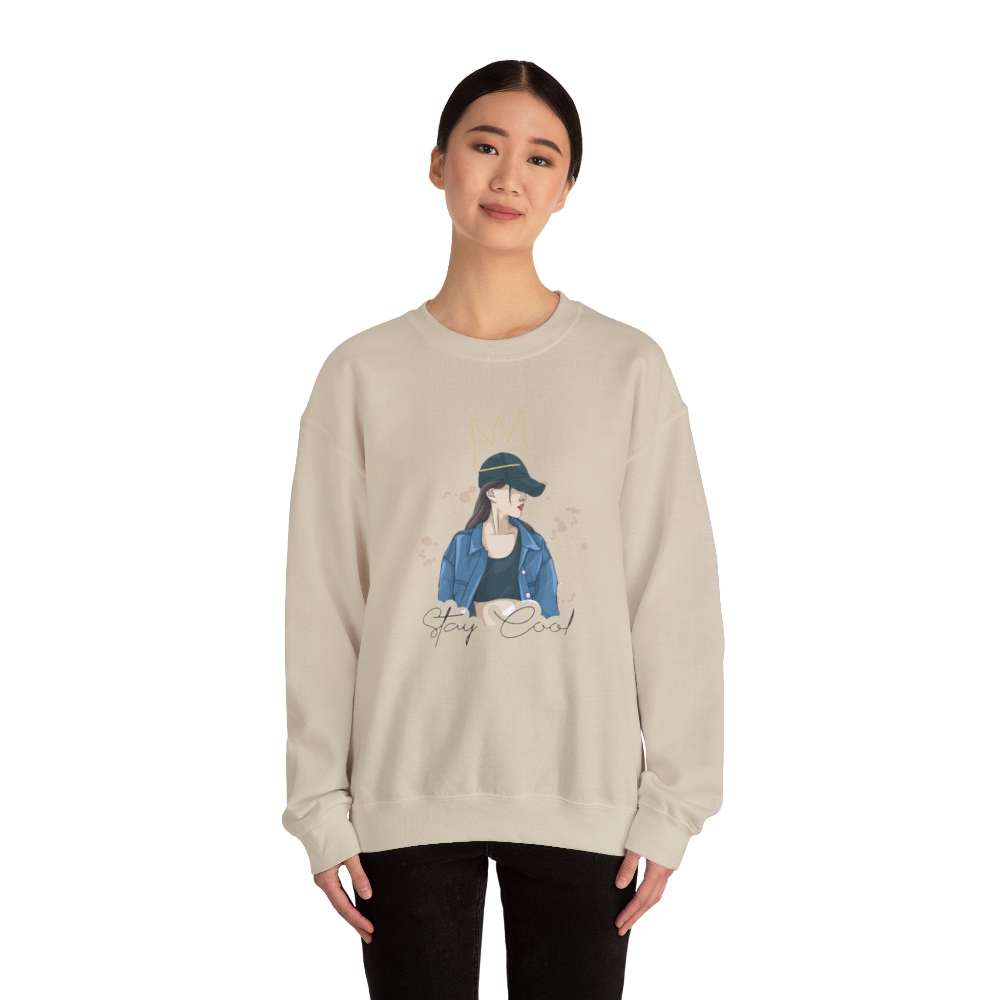 Stay Cool Girl Sweatshirt — Casual Graphic Crewneck for Teens & Young Women