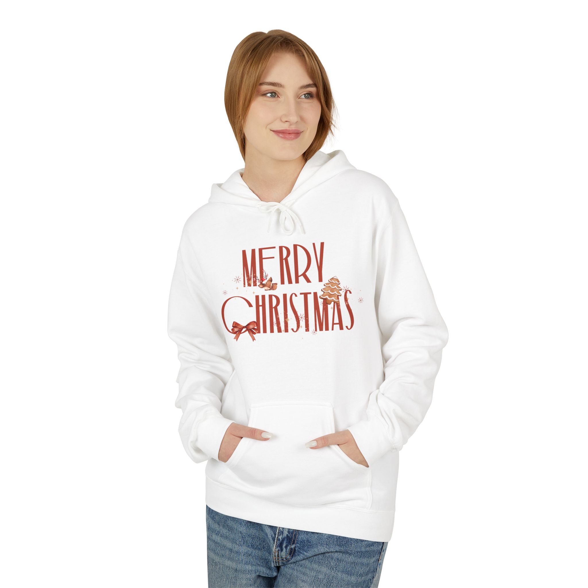 Merry Christmas Hoodie — Festive Red Script Holiday Pullover
