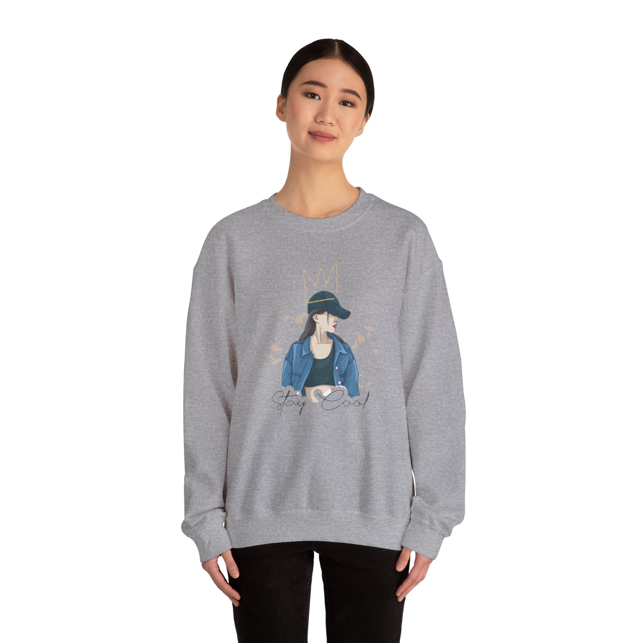 Stay Cool Girl Sweatshirt — Casual Graphic Crewneck for Teens & Young Women