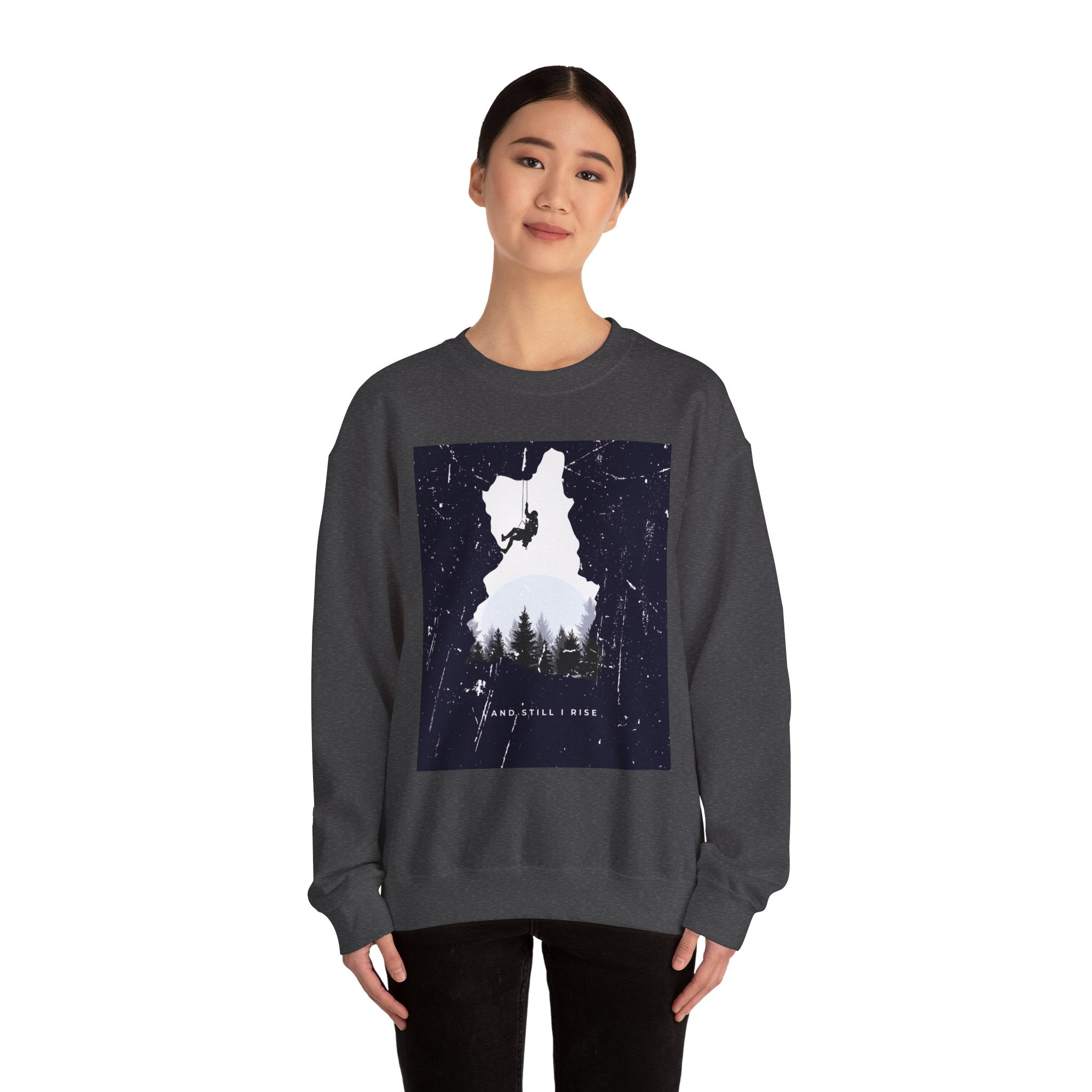 Climbing Silhouette Crewneck Sweatshirt — “Climb. Chill. Repeat.” Mountain Graphic