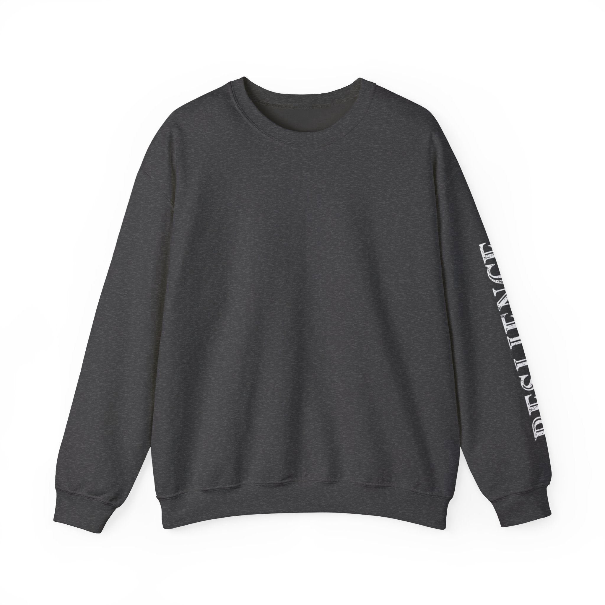 White Minimal Crewneck Sweatshirt — Subtle Sleeve Text Casual Pullover