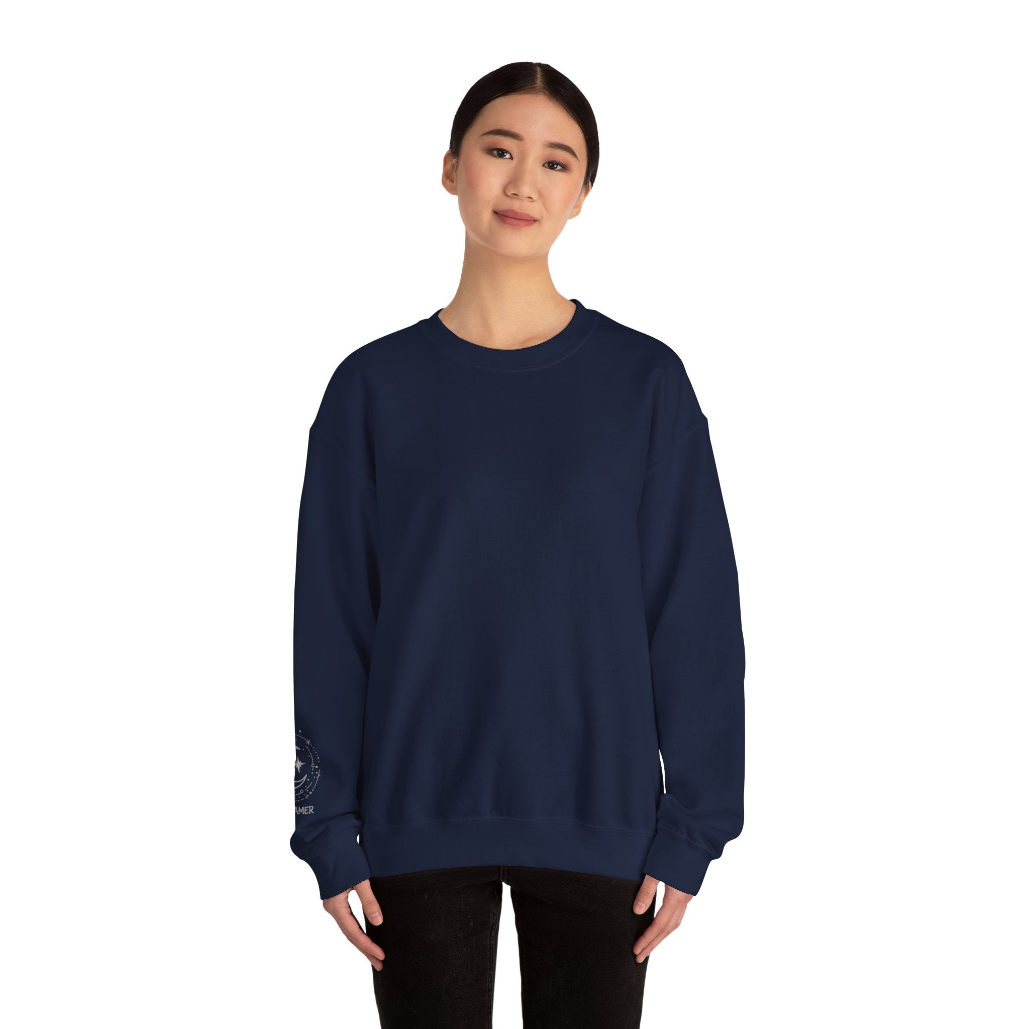 Crewneck Sweatshirt — Minimal Astro Sleeve Graphic