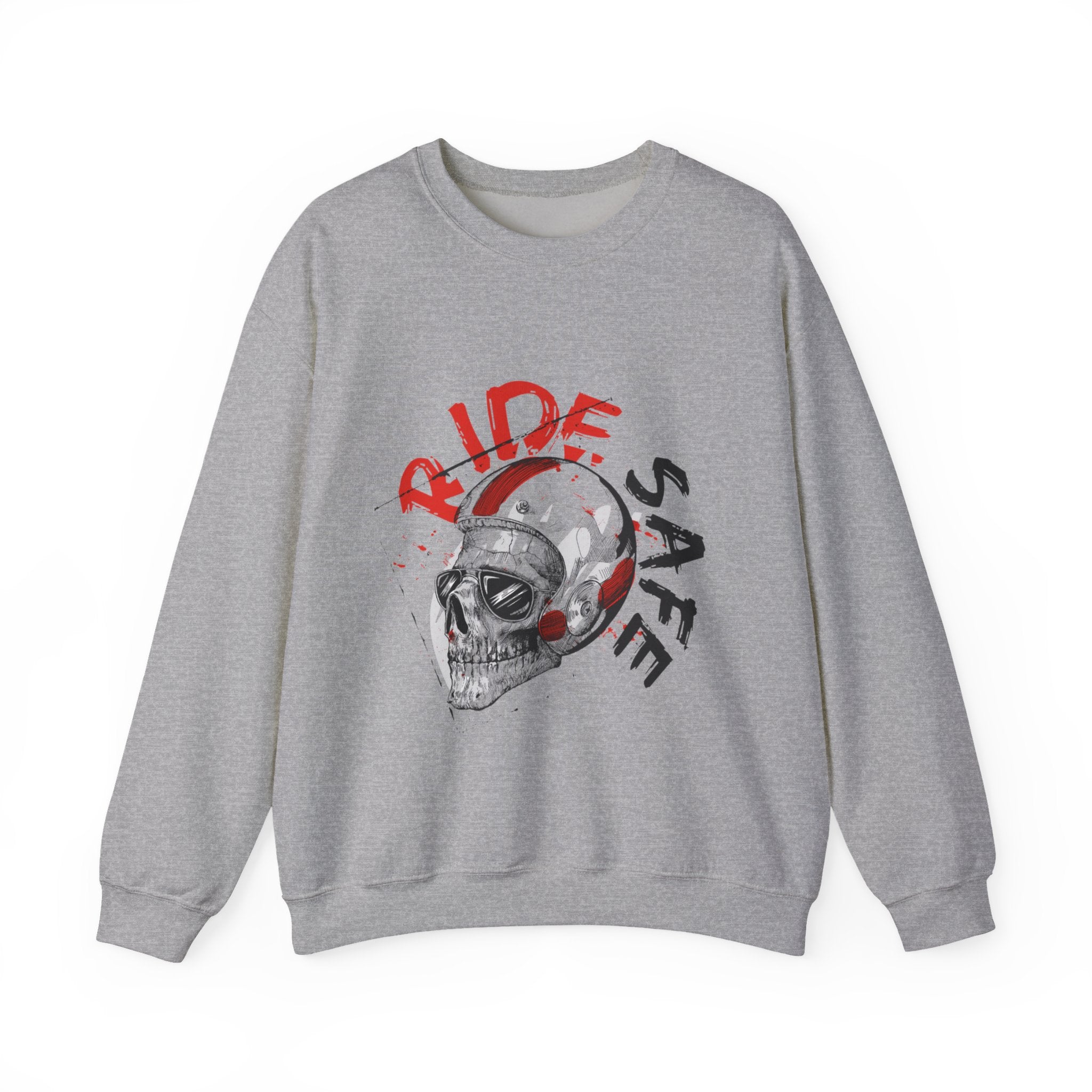 Ride Safe Skull Sweatshirt – Motorcycle Helmet Graphic Crewneck
