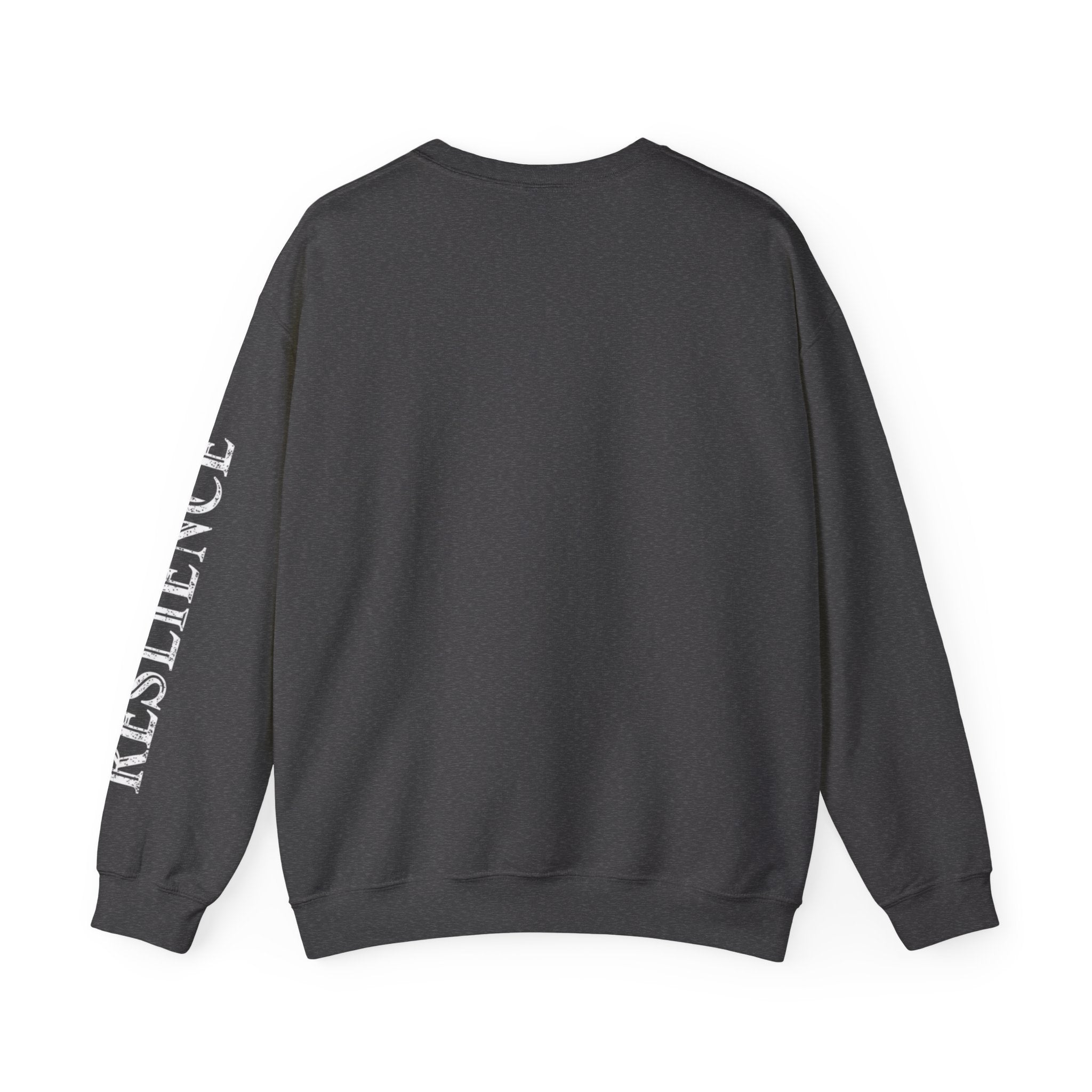 White Minimal Crewneck Sweatshirt — Subtle Sleeve Text Casual Pullover