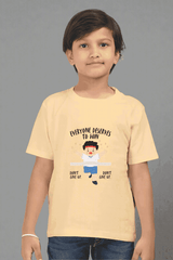 Boys Beige Round Neck Half Sleeve Runner T-shirt - Drapelet