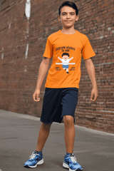 Boys Orange Round Neck Half Sleeve Runner T-shirt - Drapelet