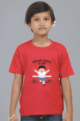 Boys Red Round Neck Half Sleeve Runner T-shirt - Drapelet