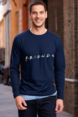 Men's Round Neck Navy-Blue Full Sleeve FRIENDS T-shirt