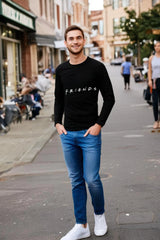 Men's Round Neck Black Full Sleeve FRIENDS T-shirt