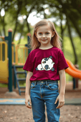 Girls Red Round Neck Half Sleeve Panda T-shirt - Drapelet
