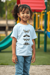 Girls White Round Neck Half Sleeve Butterfly T-shirt - Drapelet