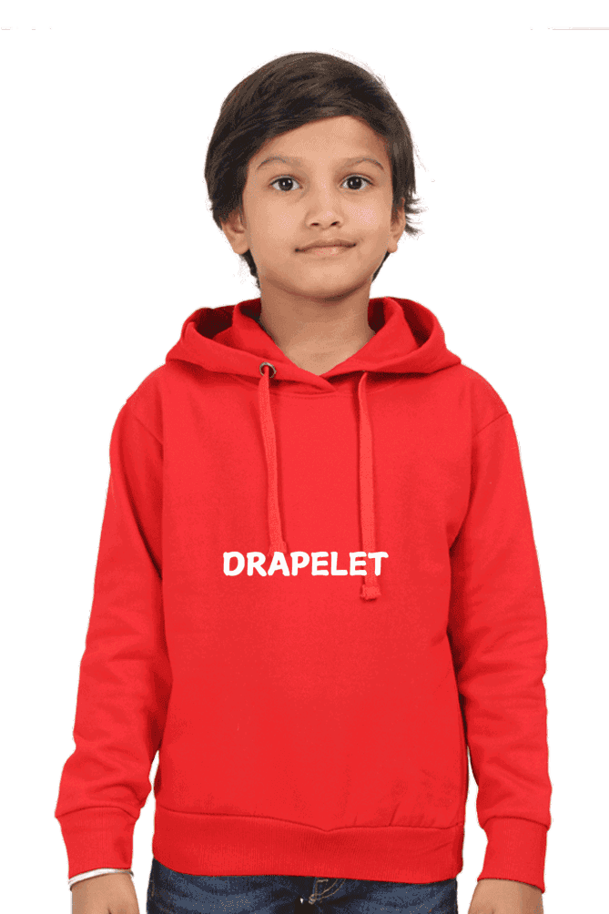 Kids Unisex Drapelet Red Hooded Sweatshirt - Drapelet