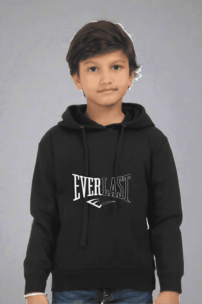 Kids Unisex Everlast Black Hooded Sweatshirt - Drapelet