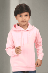 Kids Unisex Plain Baby Pink Hooded Sweatshirt - Drapelet