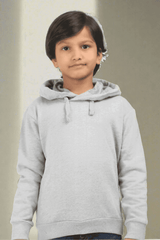 Kids Unisex Plain Grey Melange Hooded Sweatshirt - Drapelet