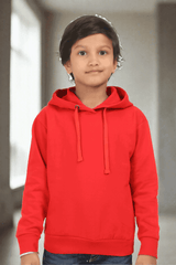 Kids Unisex Plain Red Hooded Sweatshirt - Drapelet