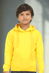 Kids Unisex Plain Yellow Hooded Sweatshirt - Drapelet