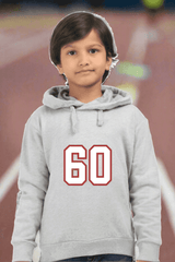Kids Unisex Team 60 Grey Melange Hooded Sweatshirt - Drapelet