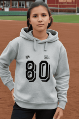Kids Unisex Team 80 Grey Melange Hooded Sweatshirt - Drapelet