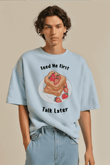 Unisex Baby Blue Foodie Terry Cotton Oversized T-shirt - Drapelet