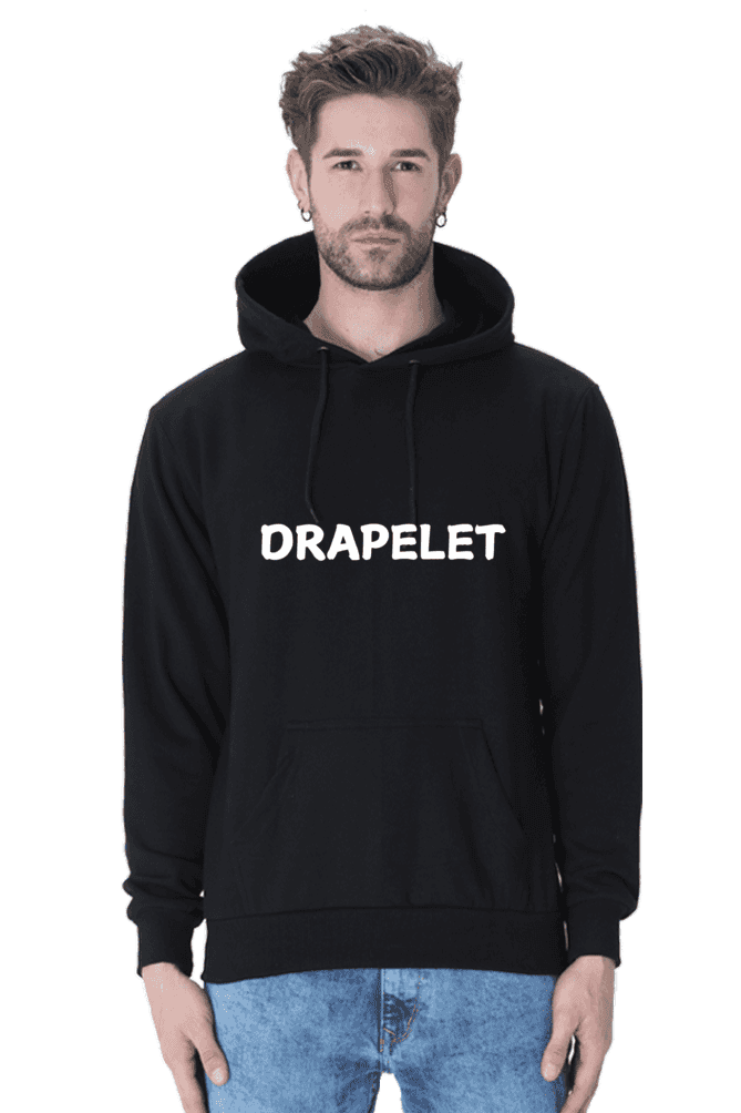 Unisex Drapelet Black Hooded Sweatshirt - Drapelet