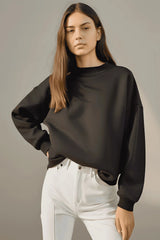 Unisex Plain Black Sweatshirt - Drapelet
