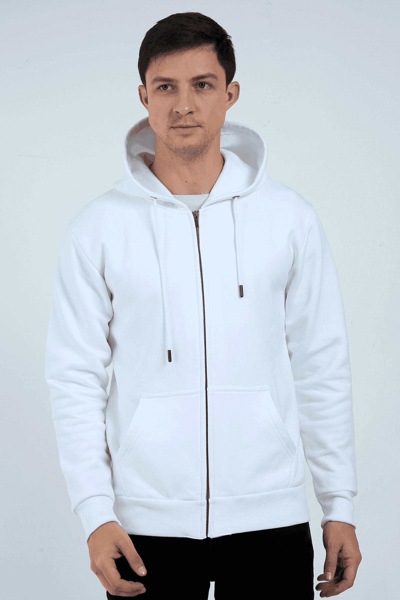 Unisex Plain White Zipped Hoodie - Drapelet