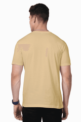 Unisex Round Neck Beige Half Sleeve Supima T-shirt - Drapelet