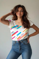 Women's Modern Stripe Design Half Sleeve T-shirt