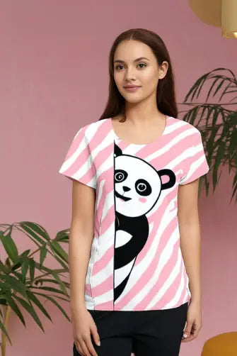 White "Panda Peek" Half Sleeve Tshirt