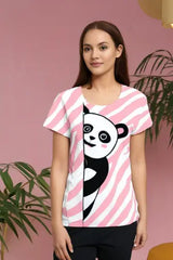 White "Panda Peek" Half Sleeve Tshirt