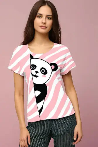 "Panda Peek" Half Sleeve T-Shirt