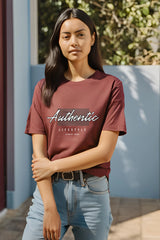 Women's Round Neck Maroon Half Sleeve Authentic T-shirt