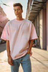 Unisex Baby Pink Oversized Plain T-Shirt